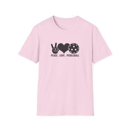 Women's Stylish Pickleball T-shirt - Peace, Love, Pickleball