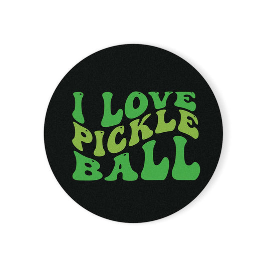 Pickleball Cute Cork Coaster - I Love Pickleball Black