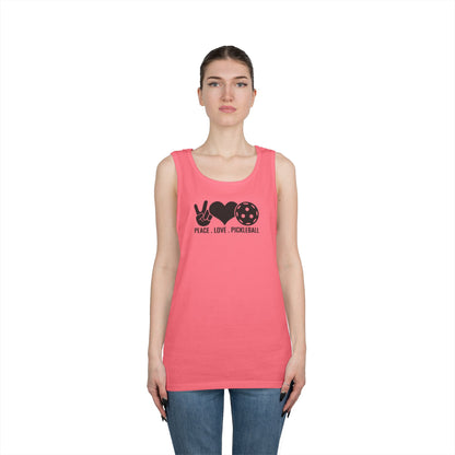 Women's Stylish Pickleball Tank Top - Peace, Love, Pickleball