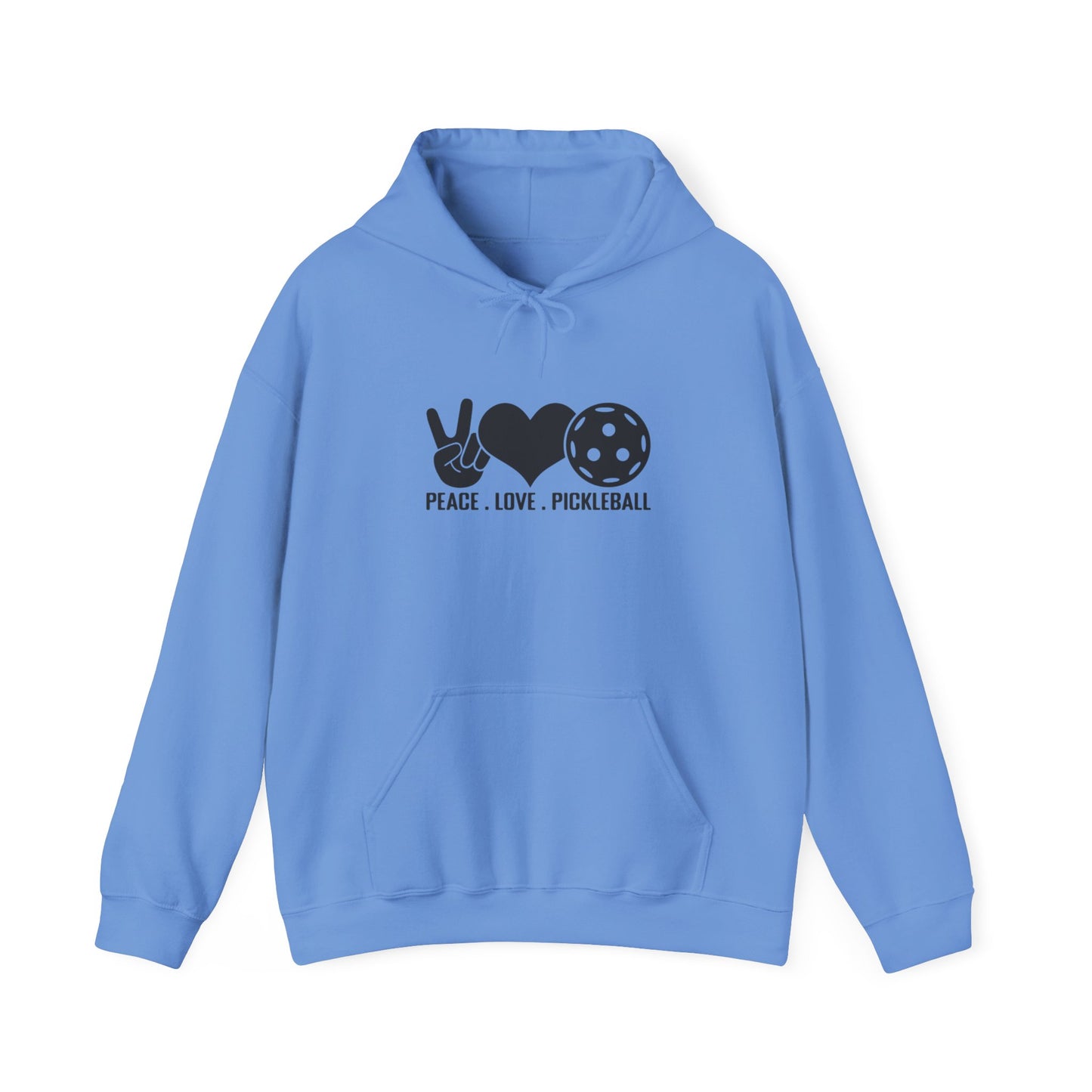 Men's Stylish Pickleball Hoodie - Peace, Love, Pickleball Blue
