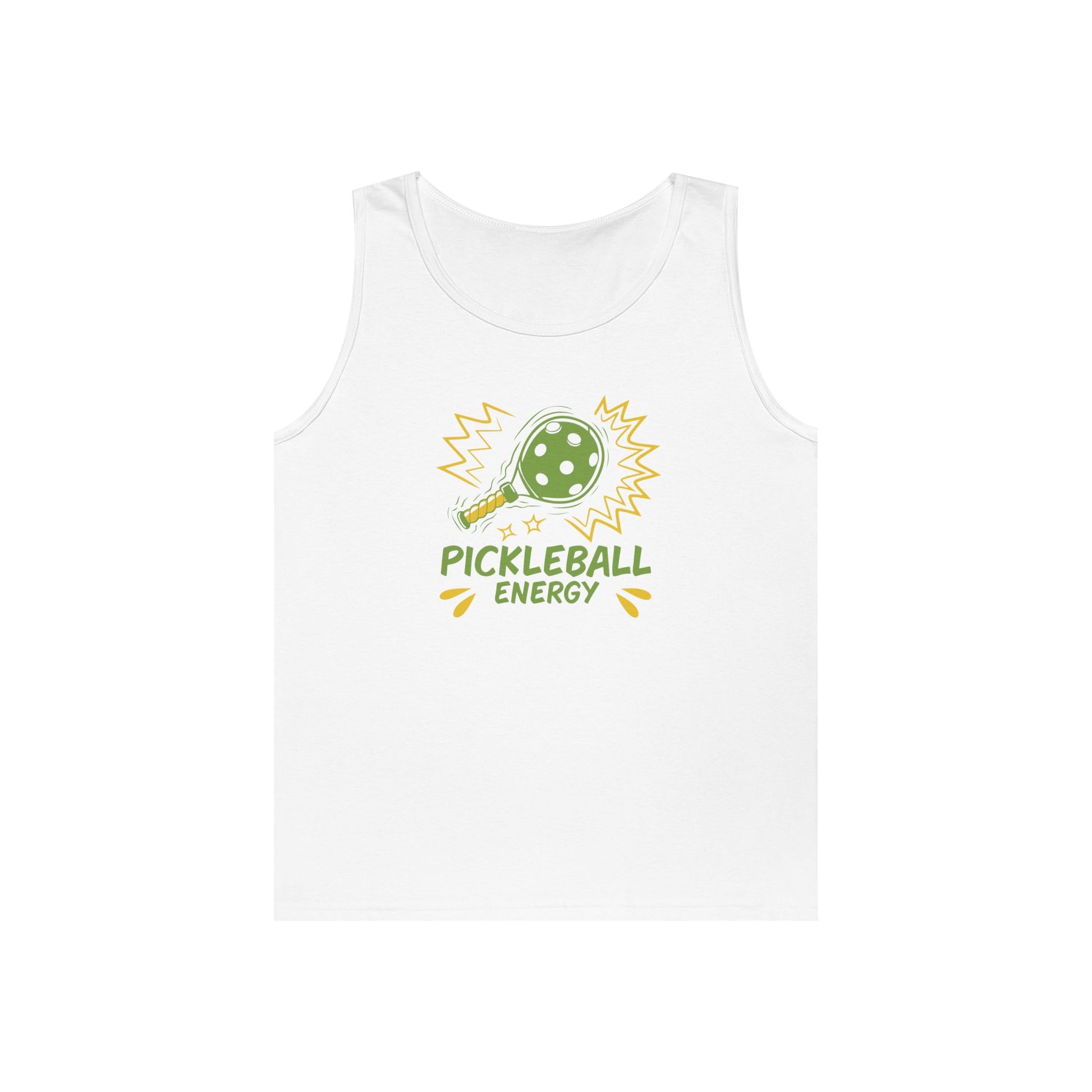 Men's Fun Pickleball Tank Top - Pickleball Energy White