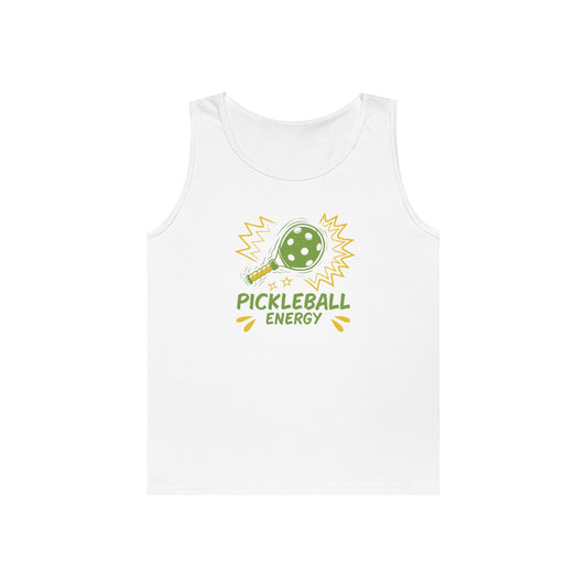 Men's Fun Pickleball Tank Top - Pickleball Energy White