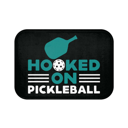 Pickleball Funny Bath mat - Hooked on Pickleball Black