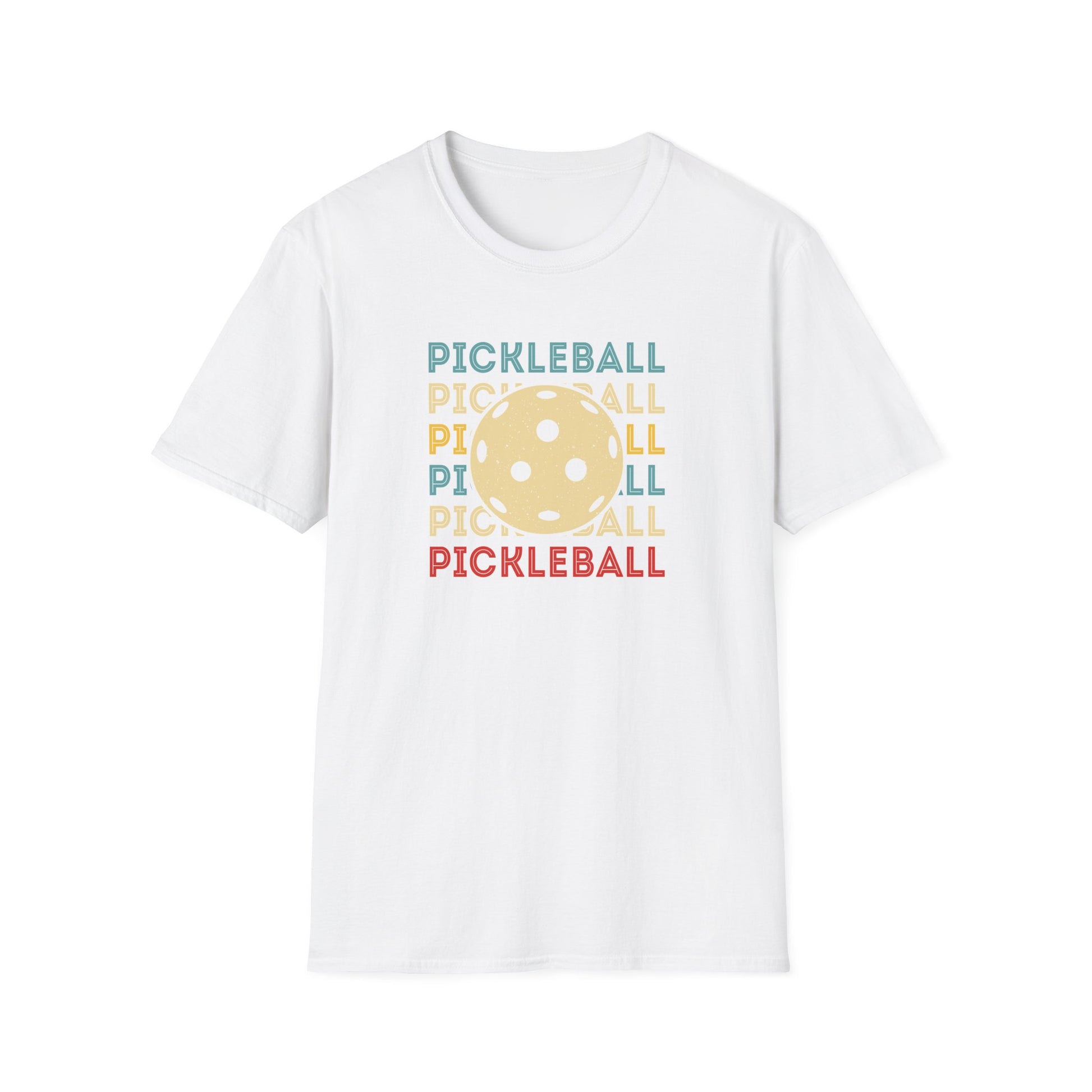 Men's Fun Pickleball T-shirt - Pickleball and Ball White