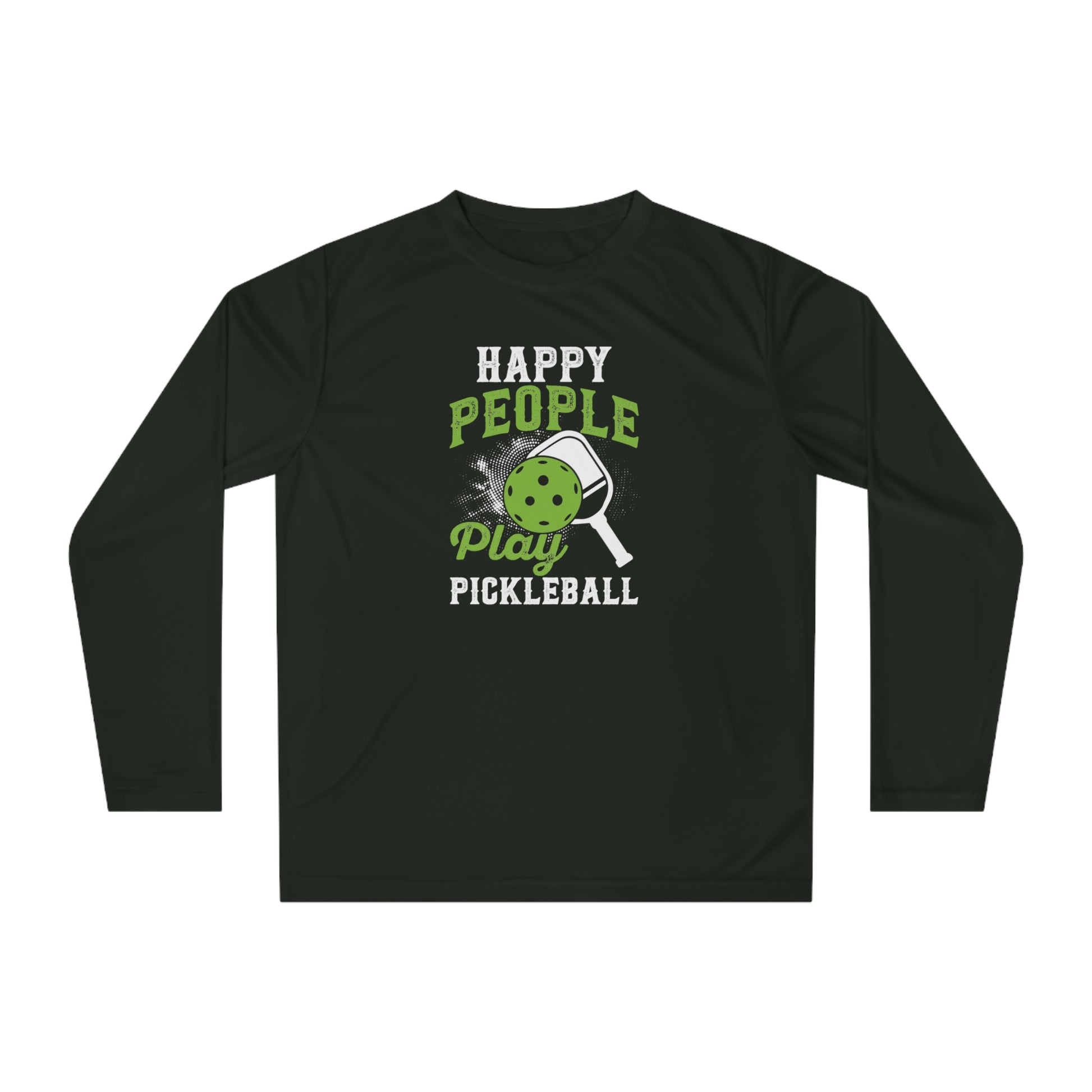 Men's Cool Pickleball Long Sleeves top - Happy People Play Pickleball Black