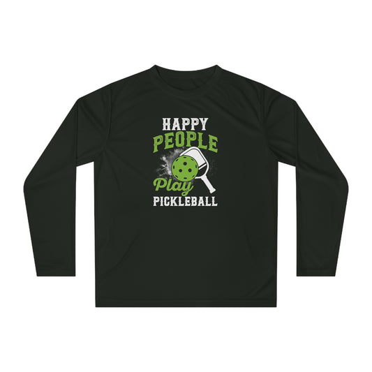 Men's Cool Pickleball Long Sleeves top - Happy People Play Pickleball Black
