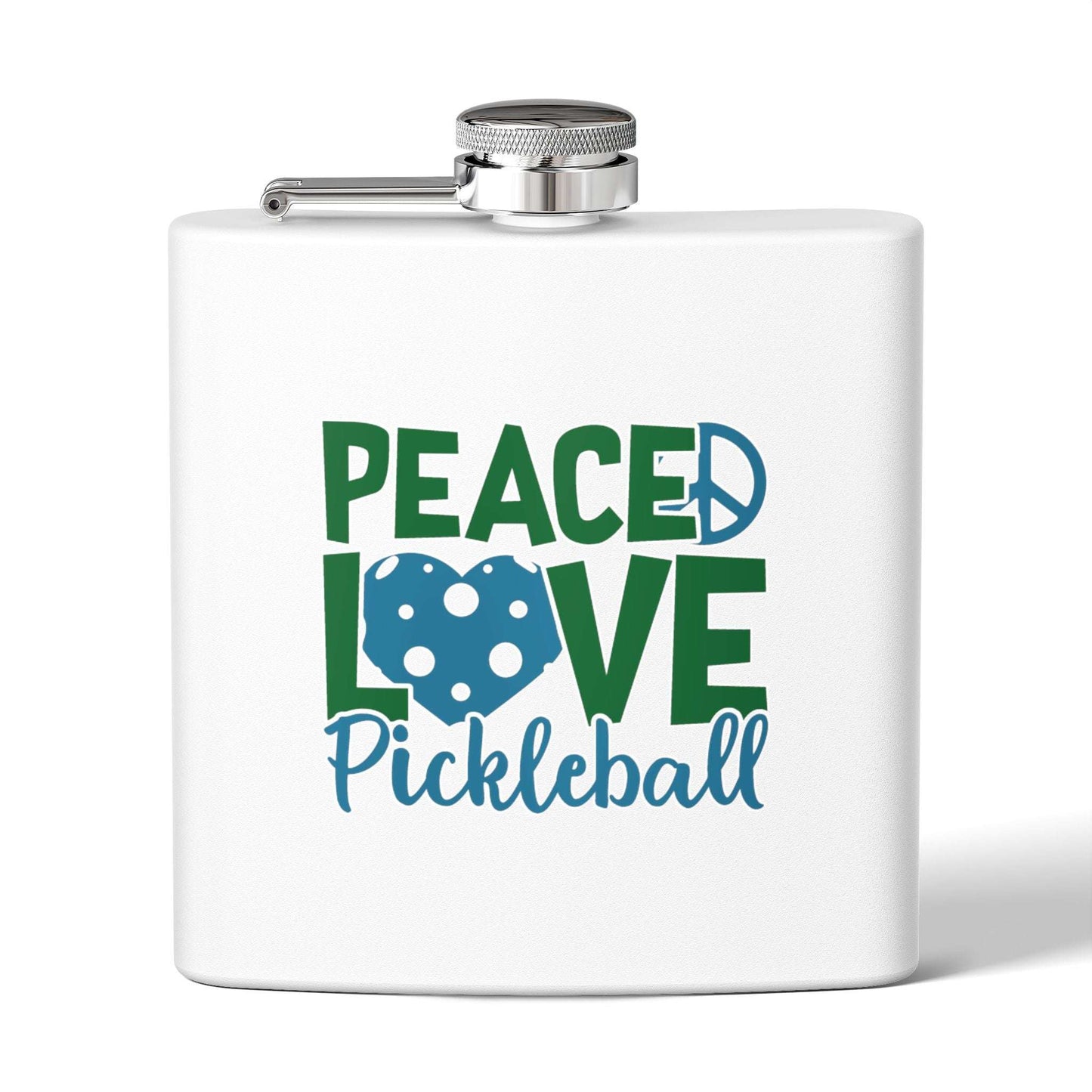 Pickleball Unique Flask - Peace, Love, Pickleball White