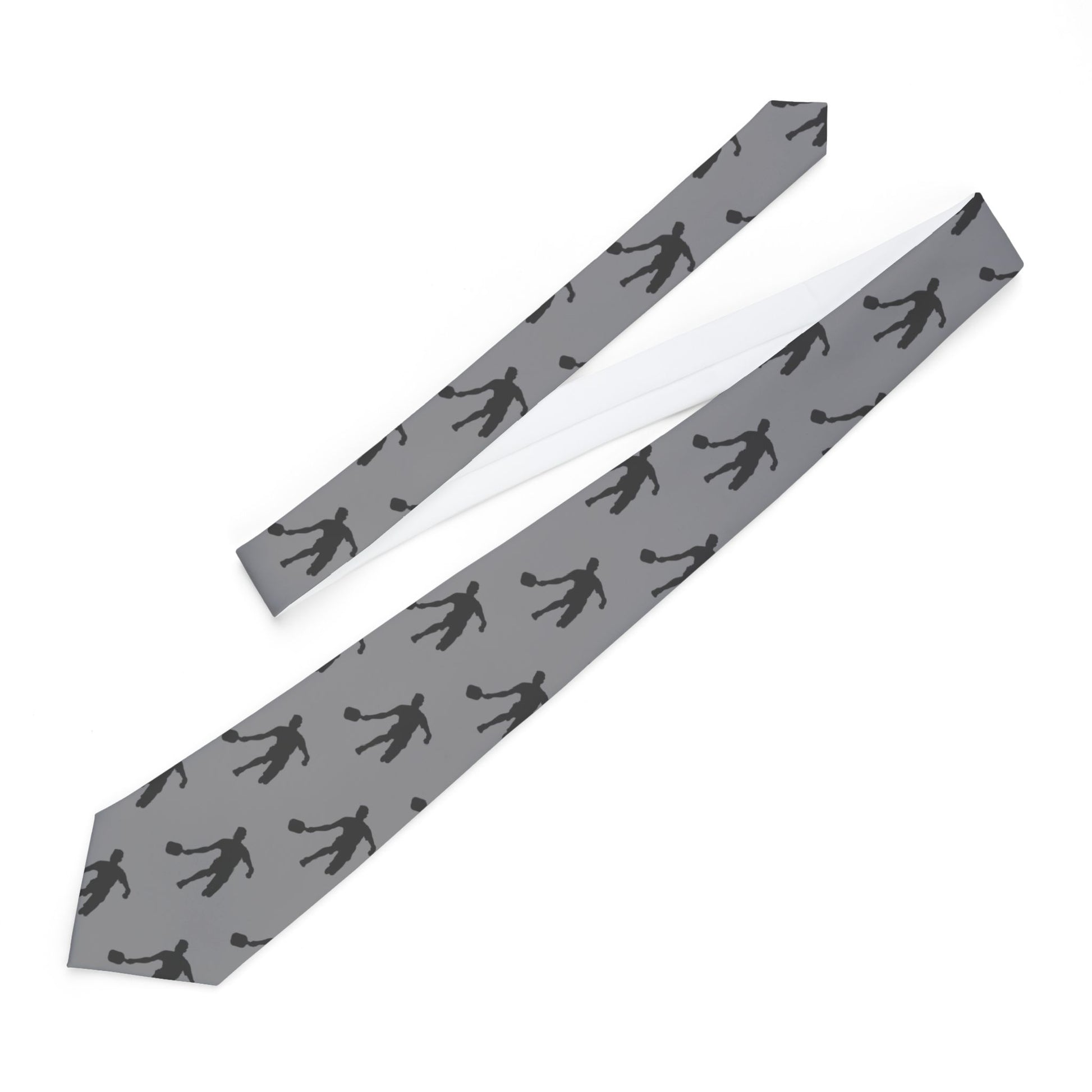 Men's Funny Pickleball Necktie - Pickleball Player Grey