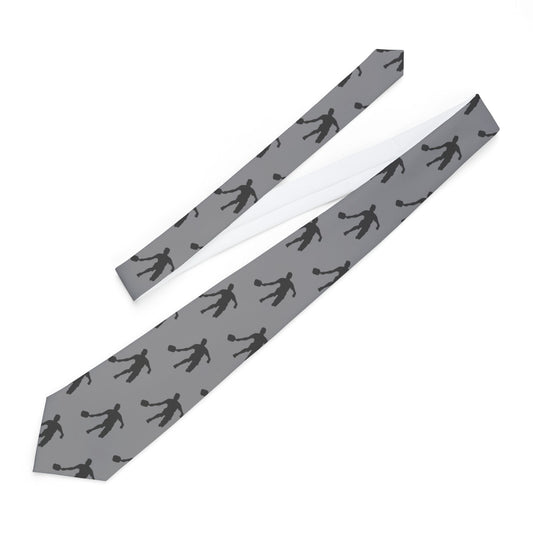 Men's Funny Pickleball Necktie - Pickleball Player Grey