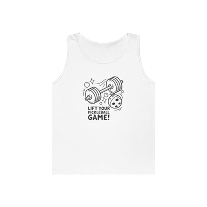 Men's Unique Pickleball Tank Top - Lift Your Pickleball Game White