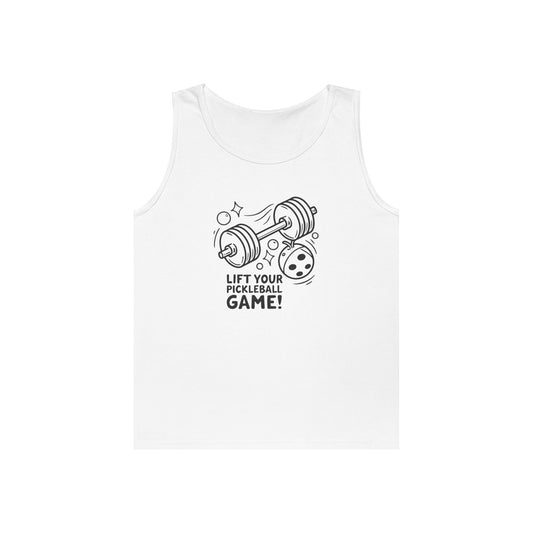 Men's Unique Pickleball Tank Top - Lift Your Pickleball Game White