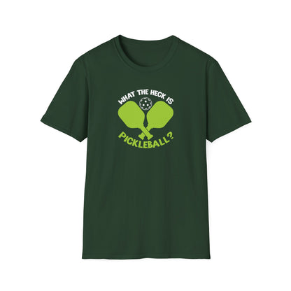 Men's Funny Pickleball T-shirt - What the Heck Is Pickleball? Green