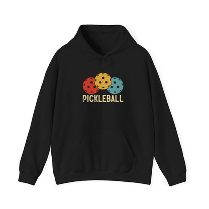 Men's Cool Pickleball Hoodie - Trio Pickleball Retro Black