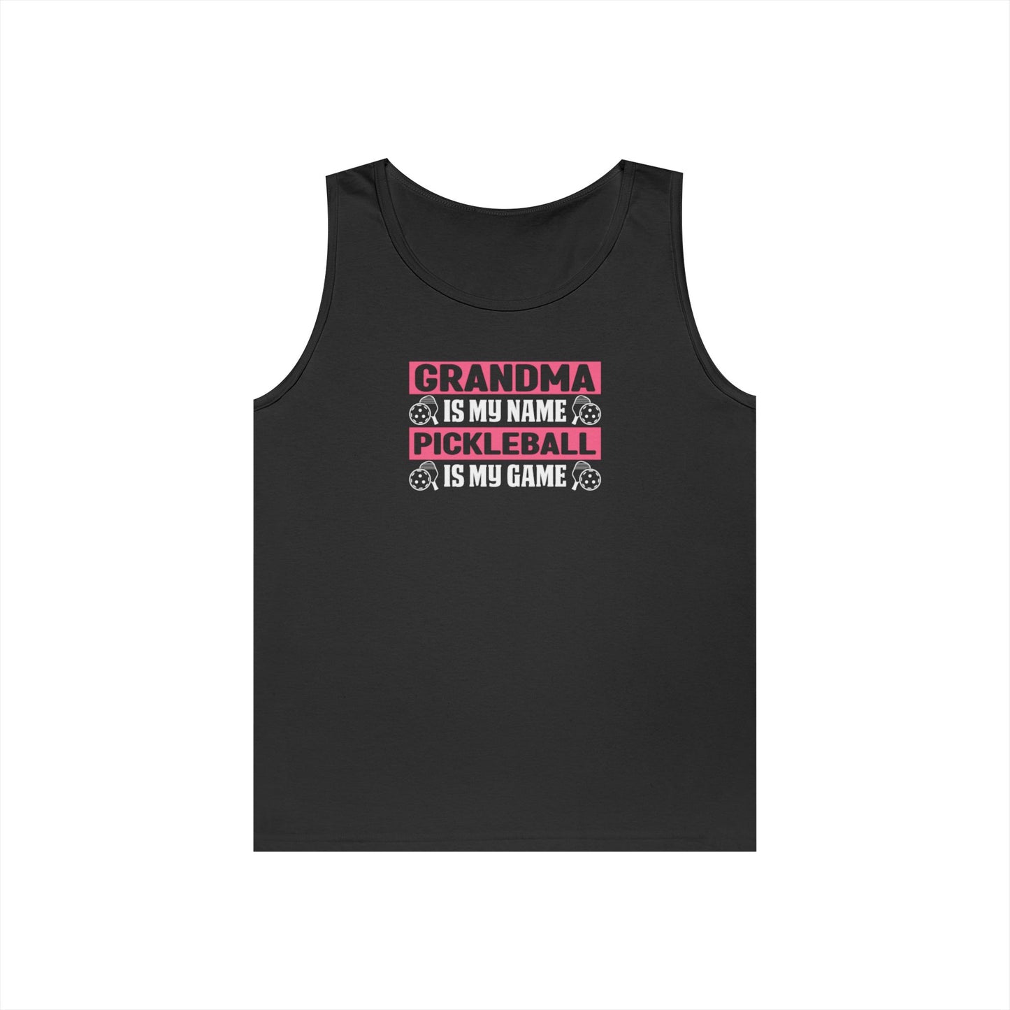 Women's Pickleball Tank Top - Grandma Is My Name Pickleball Is My Game Black