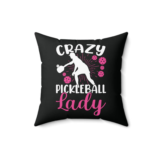 Pickleball Durable Pillow - Crazy Pickleball Lady Black