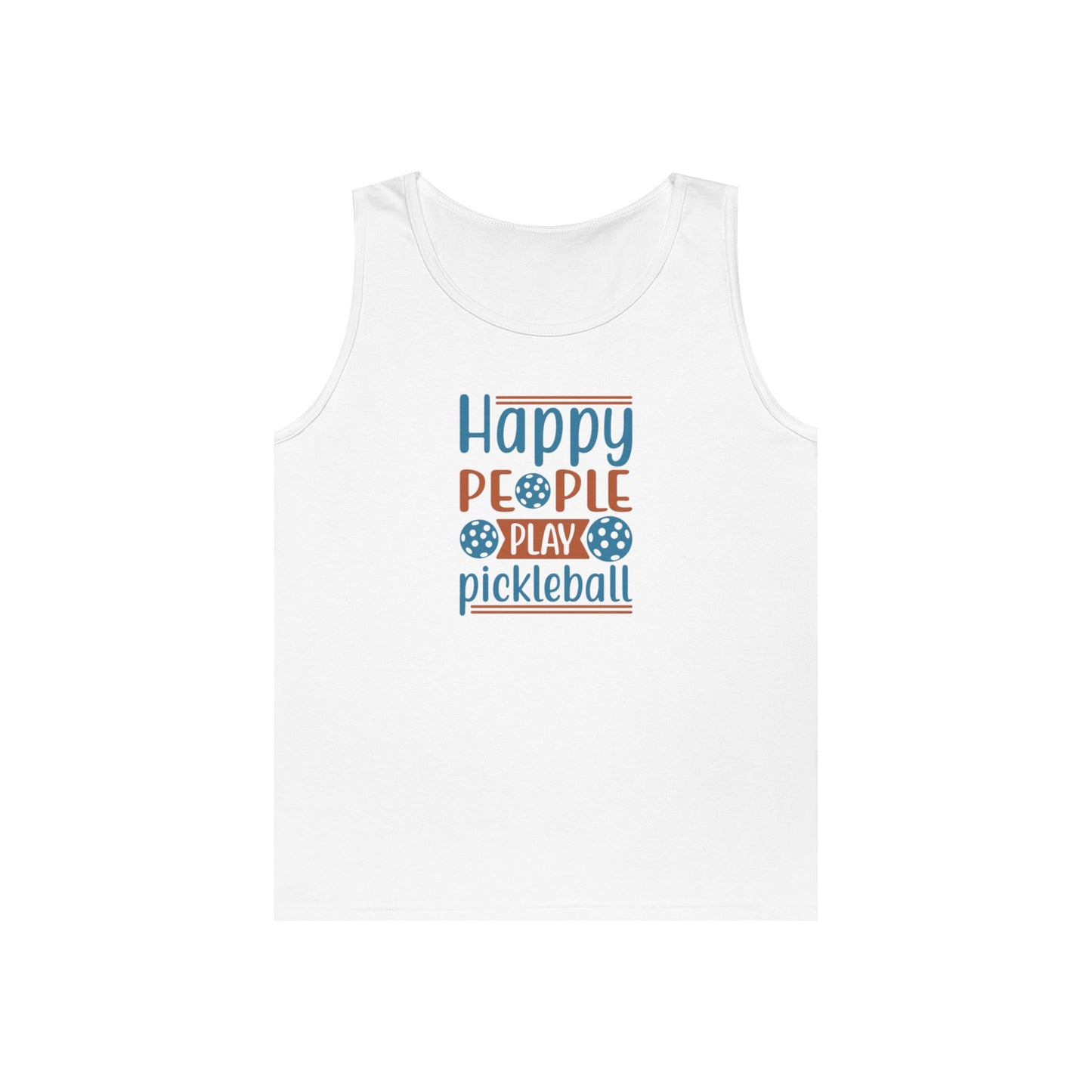 Women's Cheerful Pickleball Tank Top - Happy People Play Pickleball White