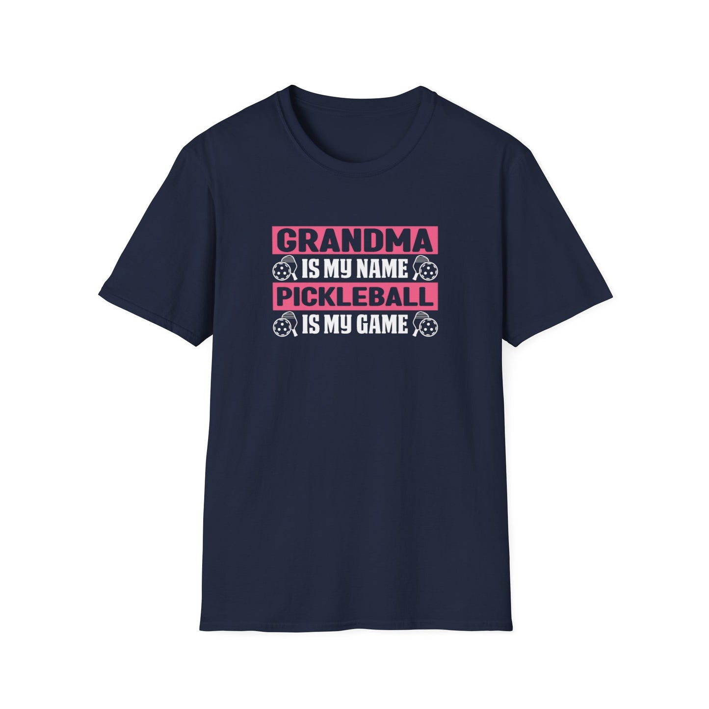 Women's Pickleball T-shirt - Grandma Is My Name Pickleball Is My Game Navy