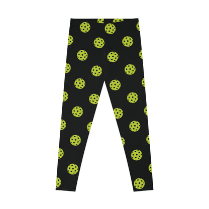 Women's Playful Pickleball Legging - Pickleball Ball Black