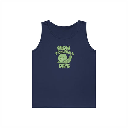 Women's Cute Pickleball Tank Top - Slow Pickleball Days Navy