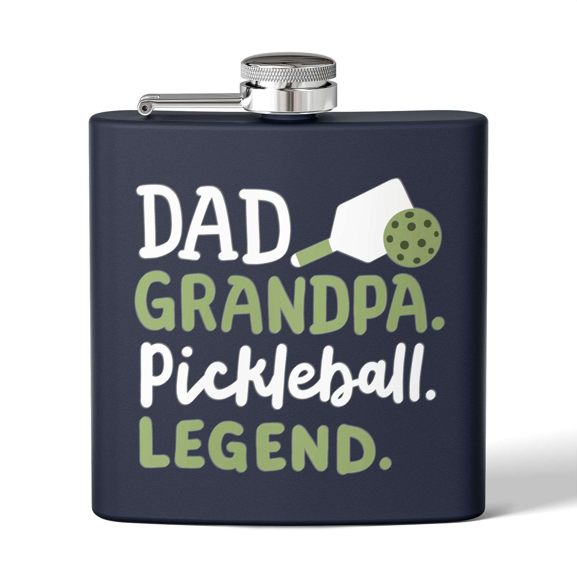 Pickleball Unique Flask - Dad Grandpa Pickleball Legend Navy