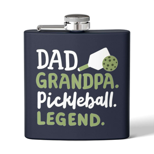 Pickleball Unique Flask - Dad Grandpa Pickleball Legend Navy