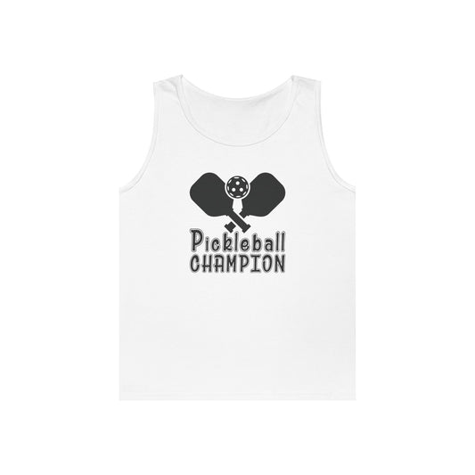 Men's Eye-Catching Pickleball Tank Top - Pickleball Champion White