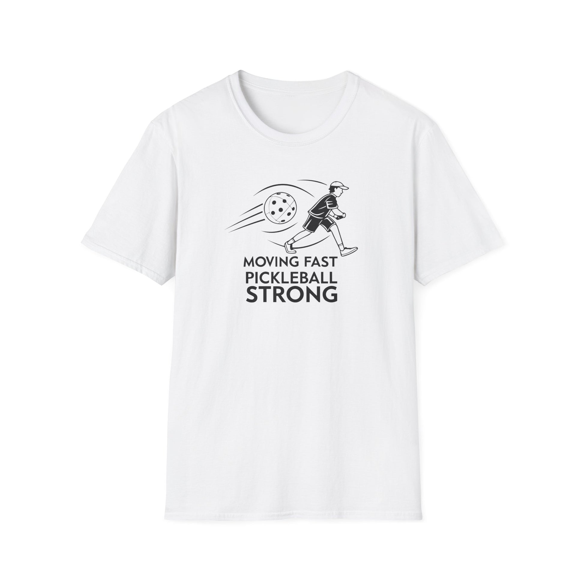Men's Lightweight Pickleball T-shirt - Moving Fast Pickleball Strong White
