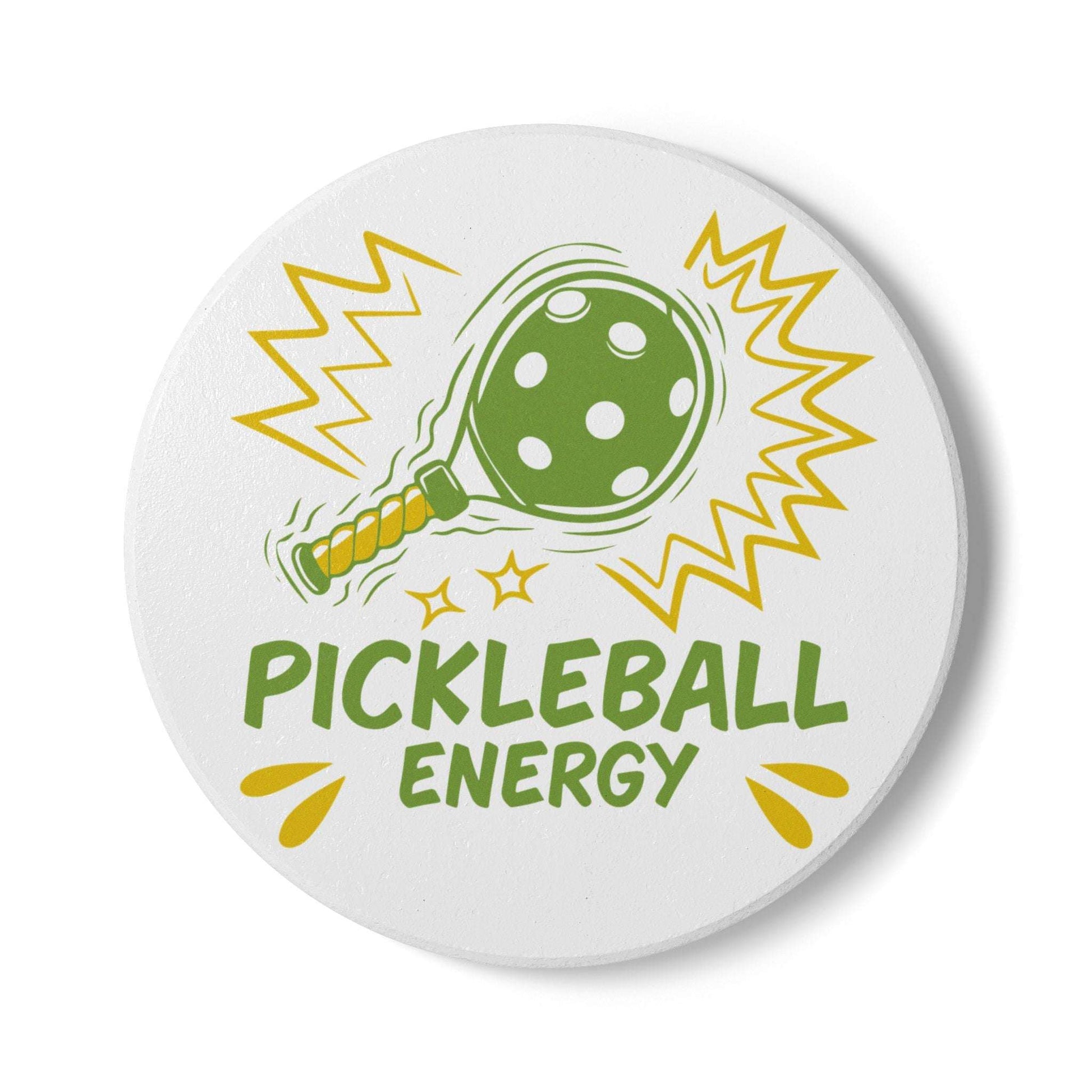 Pickleball Durable Ceramic Coaster - Pickleball Energy White