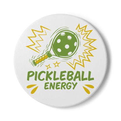 Pickleball Durable Ceramic Coaster - Pickleball Energy White