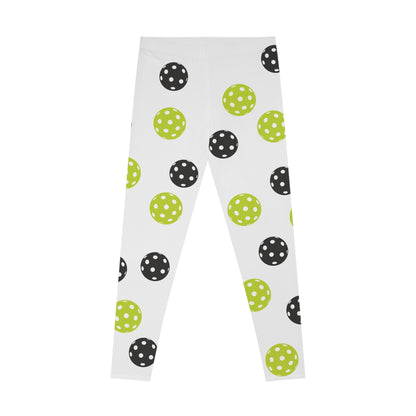 Women's Fun Pickleball Legging - Ball Pattern White