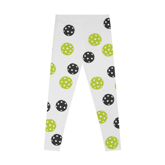 Women's Fun Pickleball Legging - Ball Pattern White
