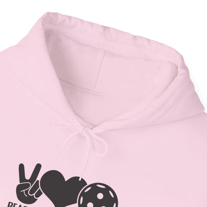 Women's Comfy Pickleball Hoodie - Peace, Love, Pickleball