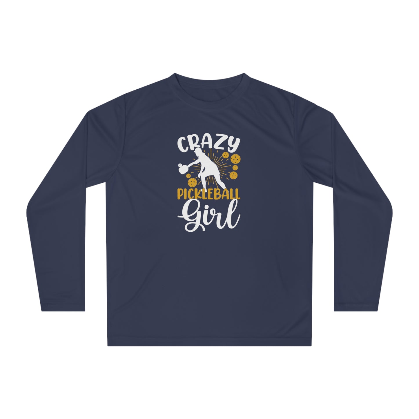 Women's Durable Pickleball Long Sleeves top - Crazy Pickleball Girl Navy