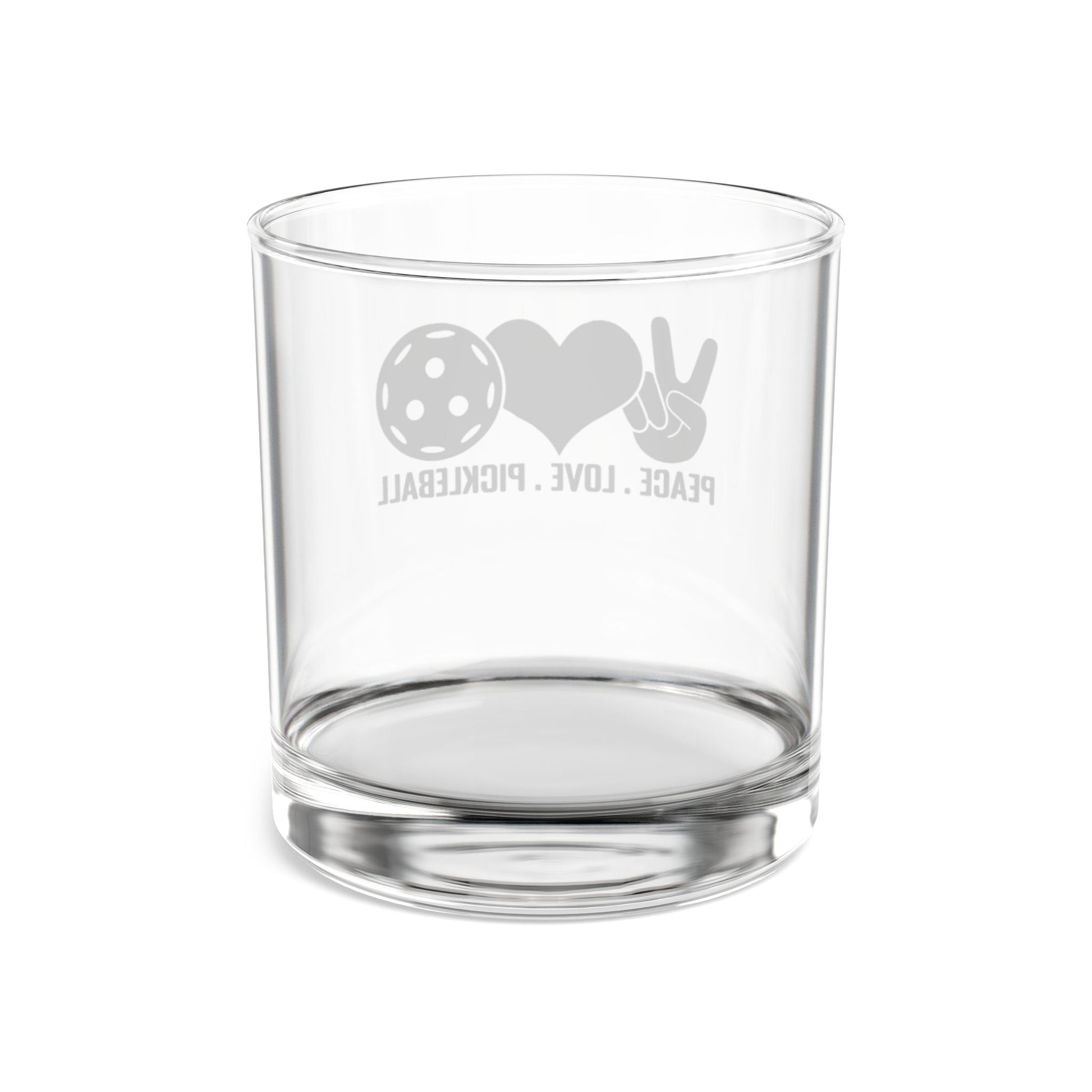 Pickleball Unique Rocks Glass - Peace, Love, Pickleball