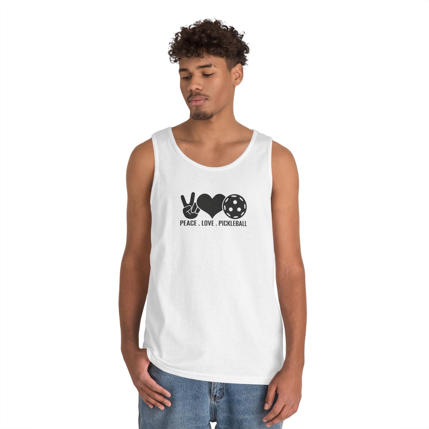 Men's Sporty Pickleball Tank Top - Peace, Love, Pickleball
