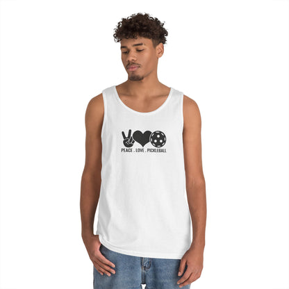 Men's Sporty Pickleball Tank Top - Peace, Love, Pickleball