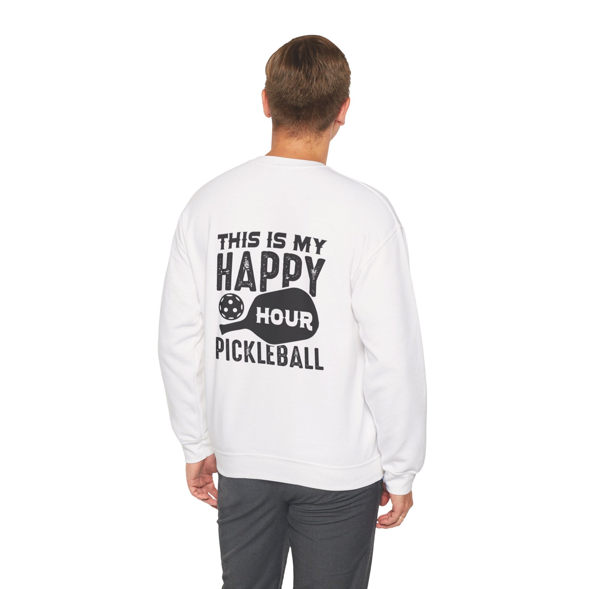 Men's Comfy Pickleball Sweatshirt - This Is My Happy Hour Pickleball