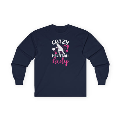 Women's Playful Pickleball Long Sleeves top - Crazy Pickleball Lady Navy