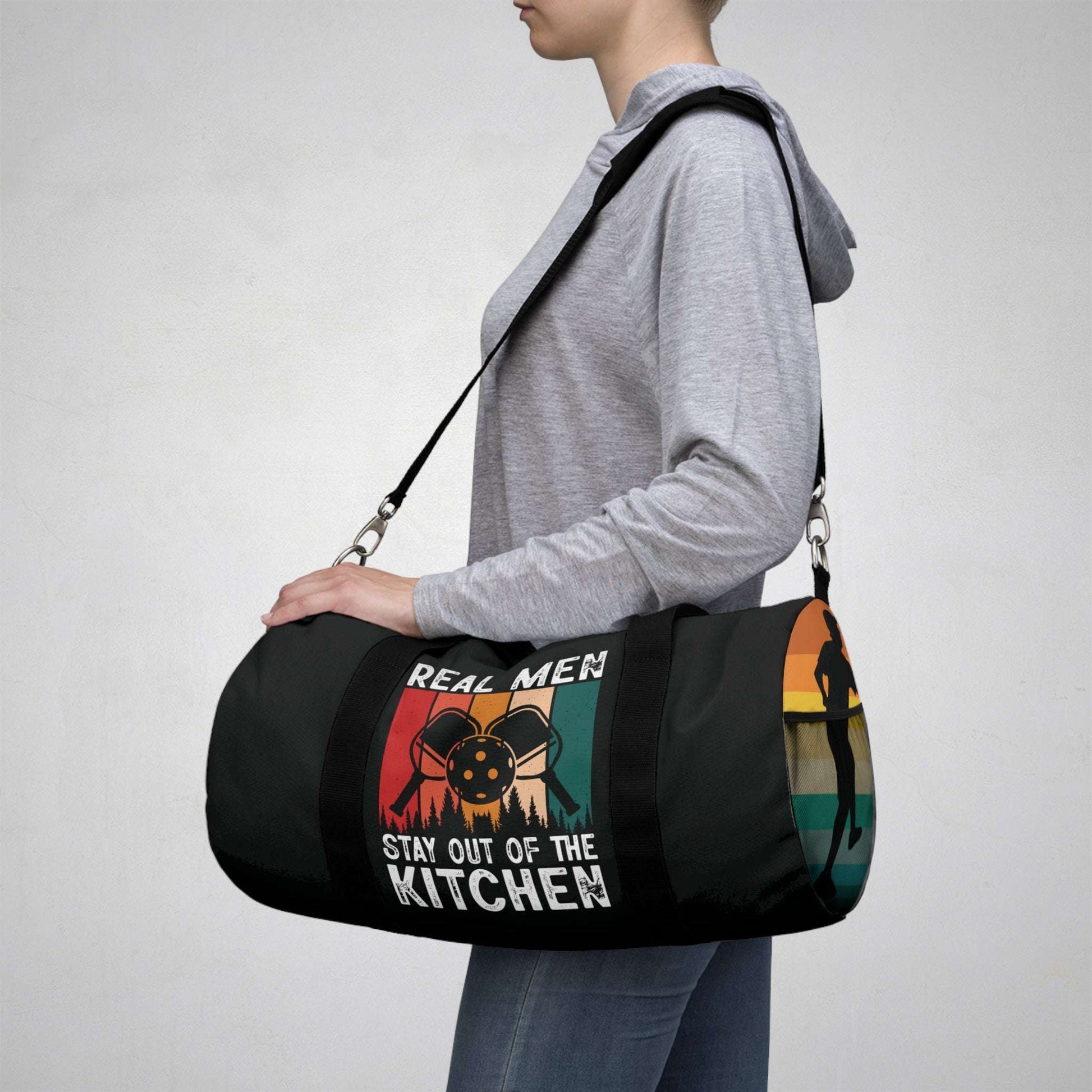 Pickleball Cool Duffel Bag - Real Men Stay Out Of The Kitchen Retro