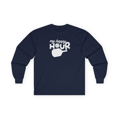 Men's Comfy Pickleball Long Sleeves top - My Happy Hour Navy