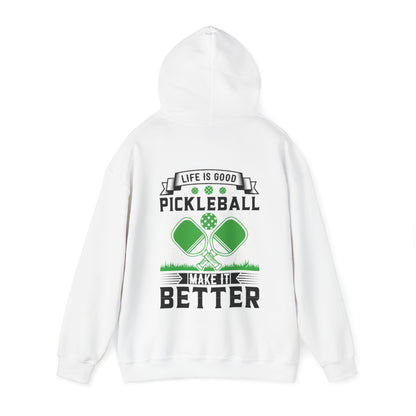 Men's Soft Pickleball Hoodie - Life is Good Pickleball Make It Better