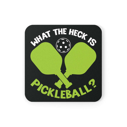 Pickleball Funny Cork Coaster - What the Heck Is Pickleball? Black