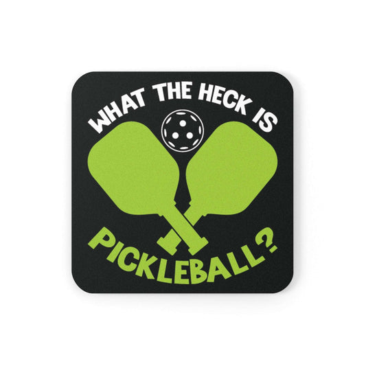 Pickleball Funny Cork Coaster - What the Heck Is Pickleball? Black