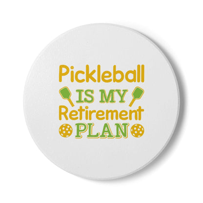 Pickleball Funny Ceramic Coaster - Pickleball Is My Retirement Plan White