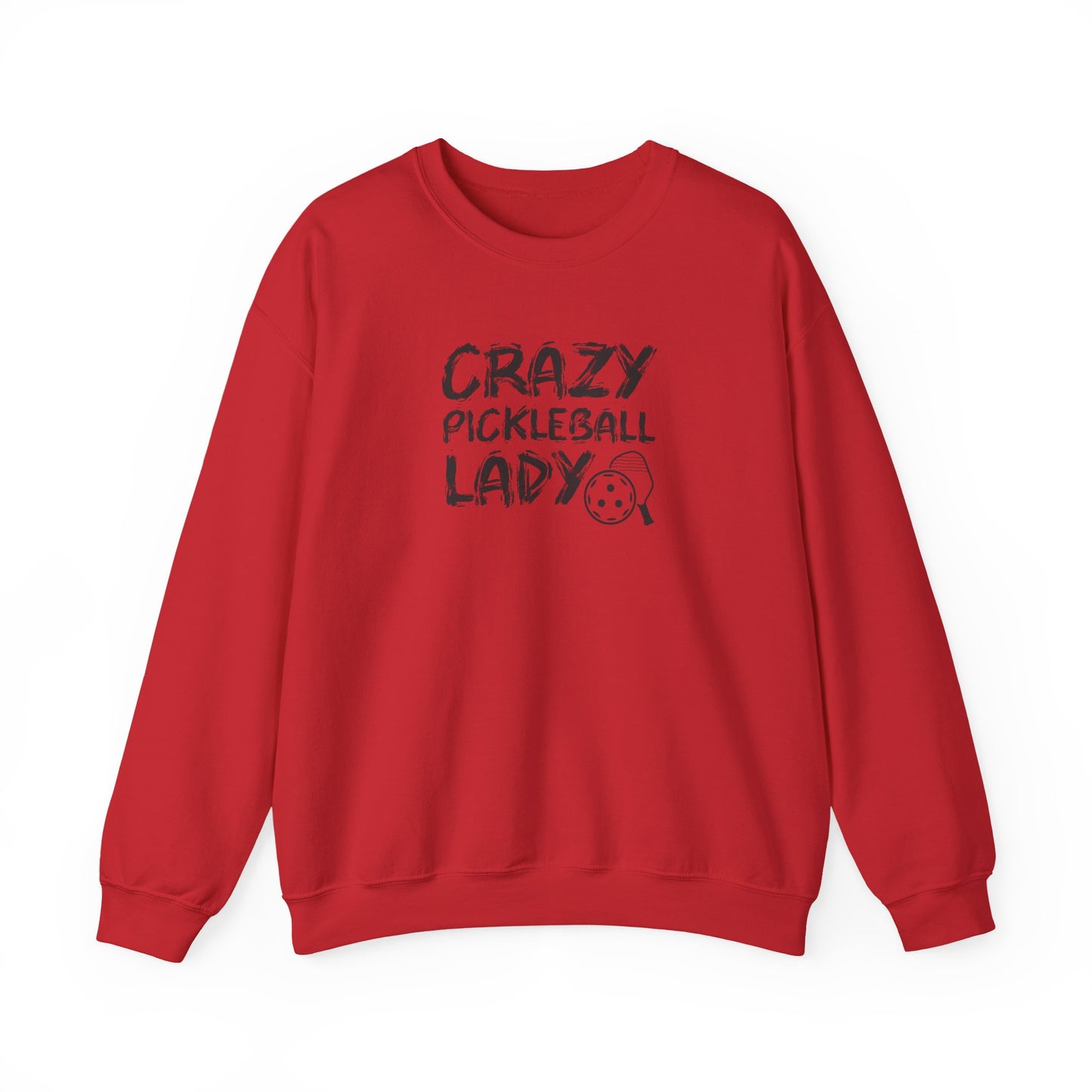 Women's Funny Pickleball Sweatshirt - Crazy Pickleball Lady Red