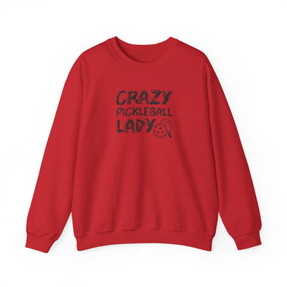 Women's Funny Pickleball Sweatshirt - Crazy Pickleball Lady Red