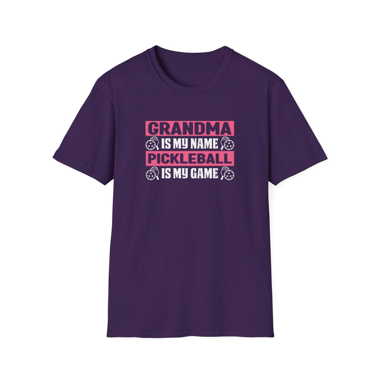 Women's Pickleball T-shirt - Grandma Is My Name Pickleball Is My Game Purple
