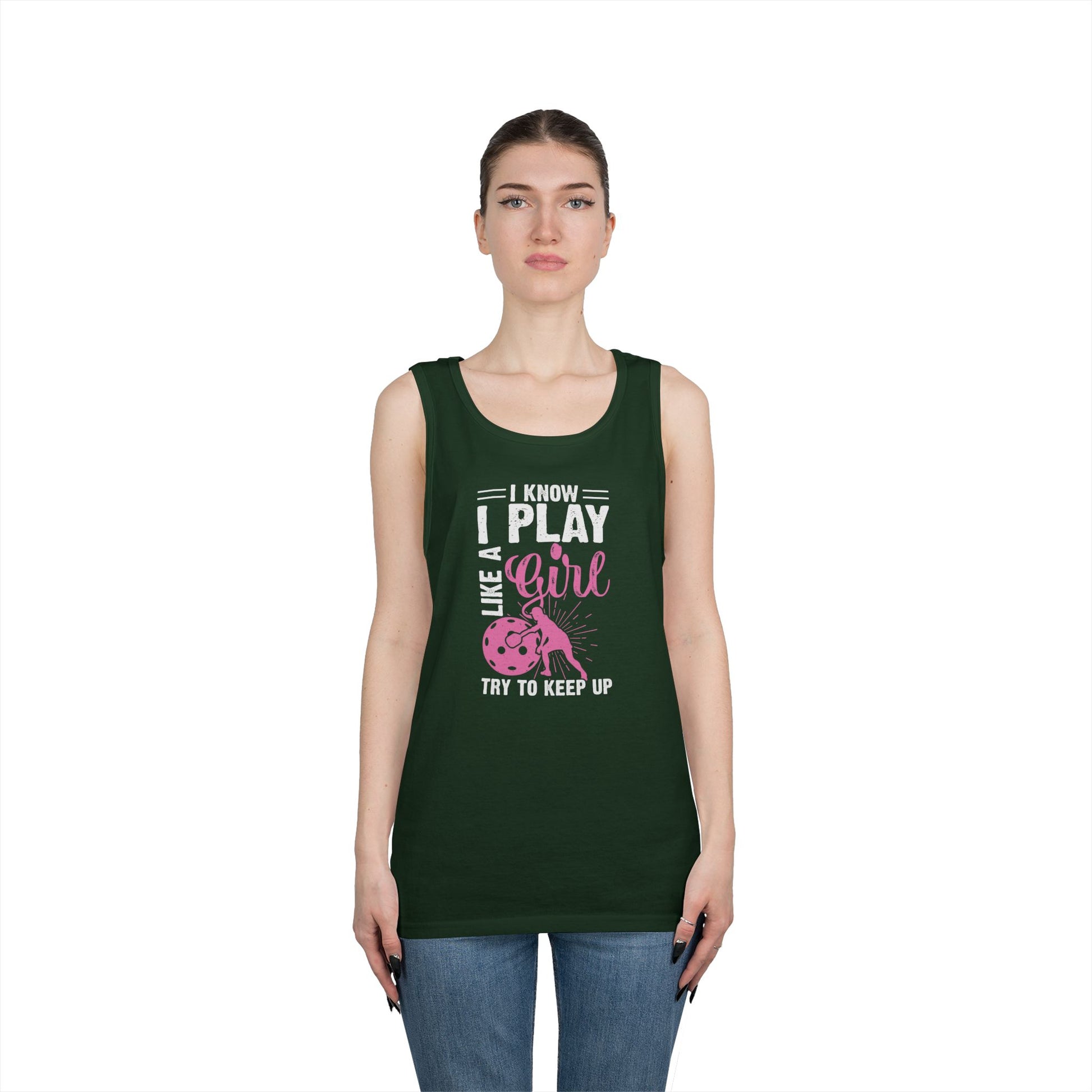 Women's Pickleball Tank Top - I Play Like a Girl Try to Keep Up