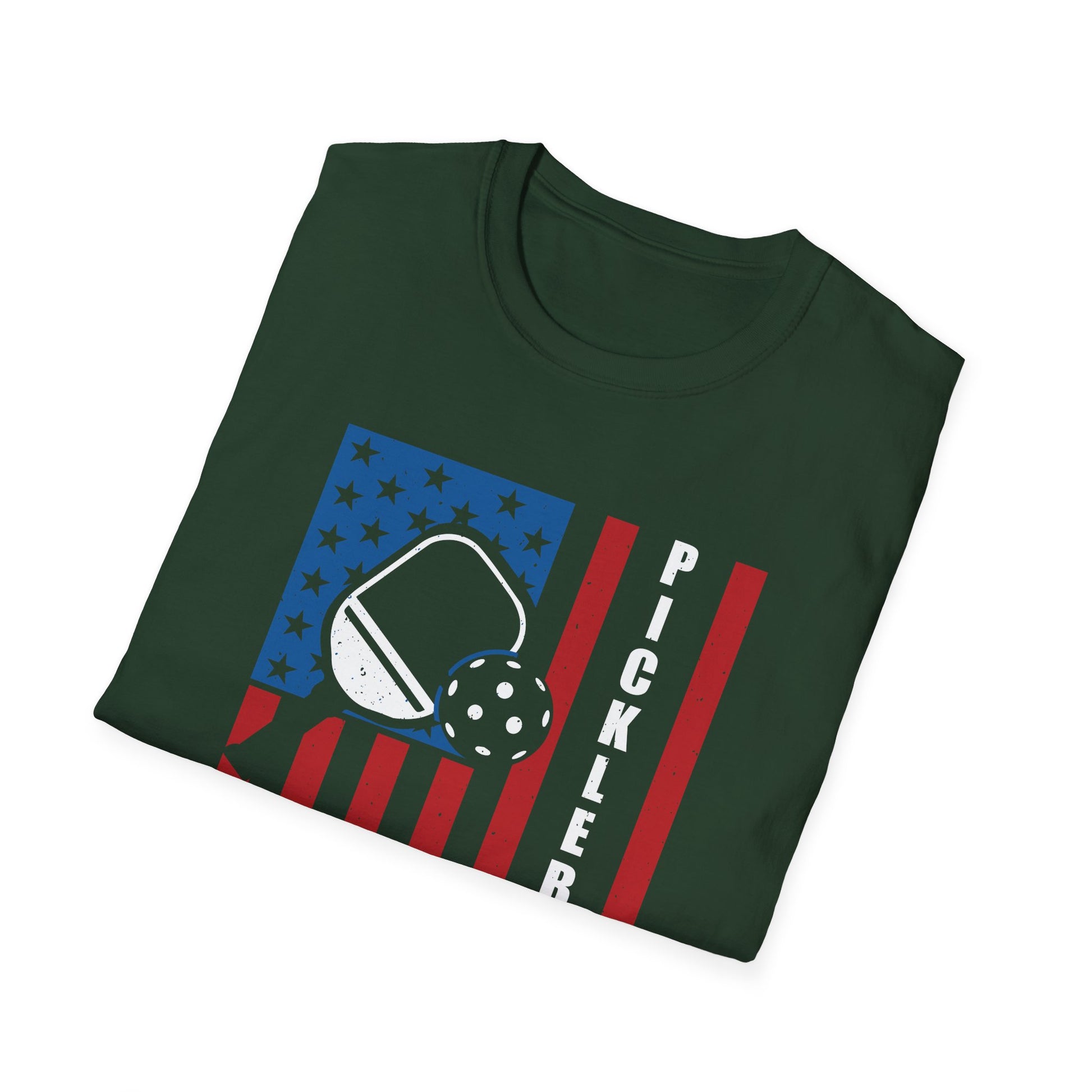 Women's Bold Pickleball T-shirt - Pickleball with American Flag