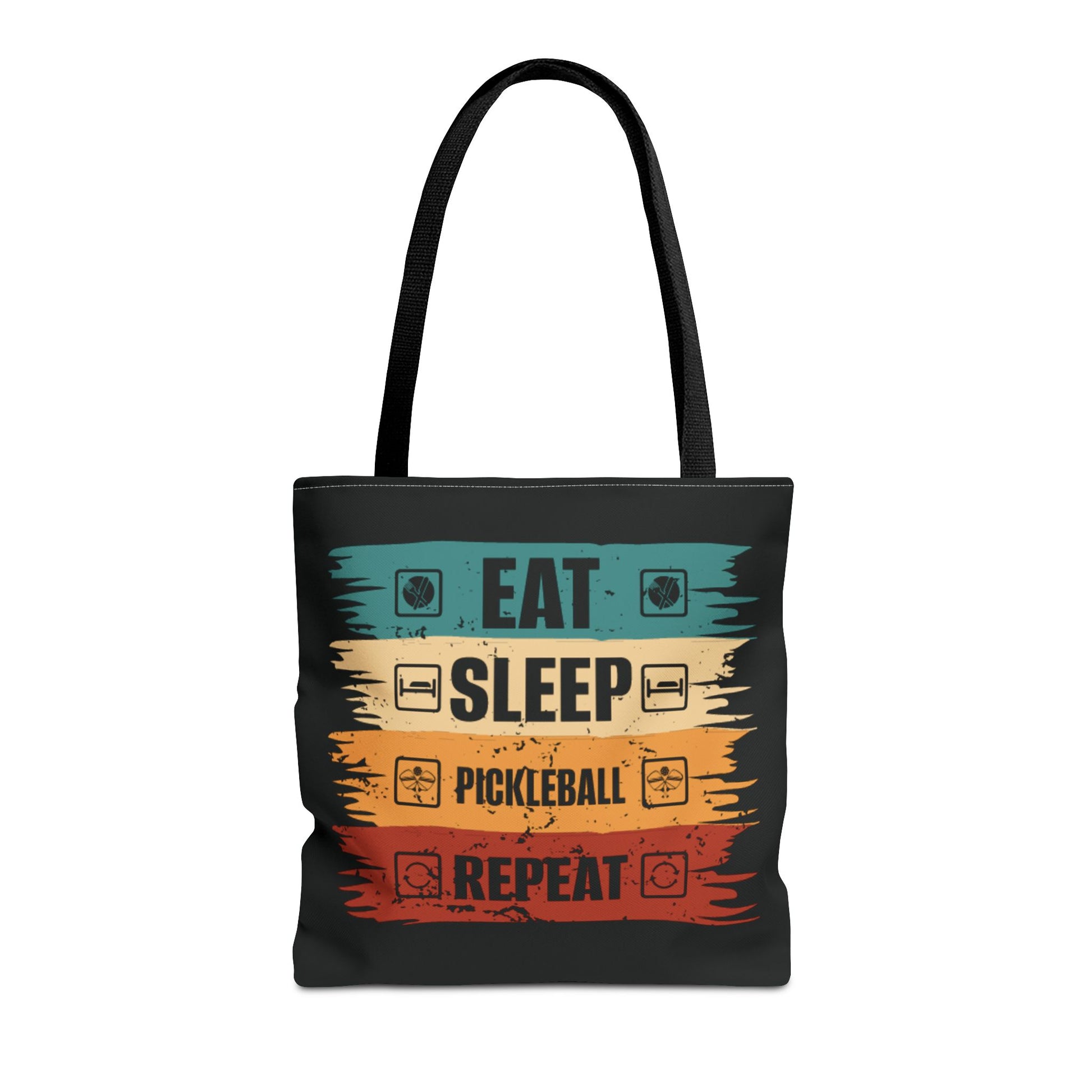 Pickleball Cool Tote Bag - Eat Sleep Pickleball Repeat Retro Black